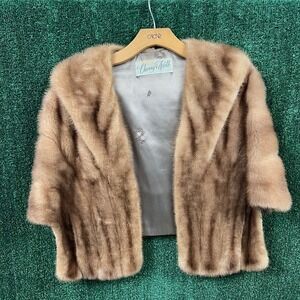 Cherry & Webb Women's Mink Fur Stole Cape Shrug Large OFSA Mob Old Money 50s